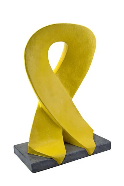 Awareness Ribbon Yellow Sculpture Cast Stone - Image 2
