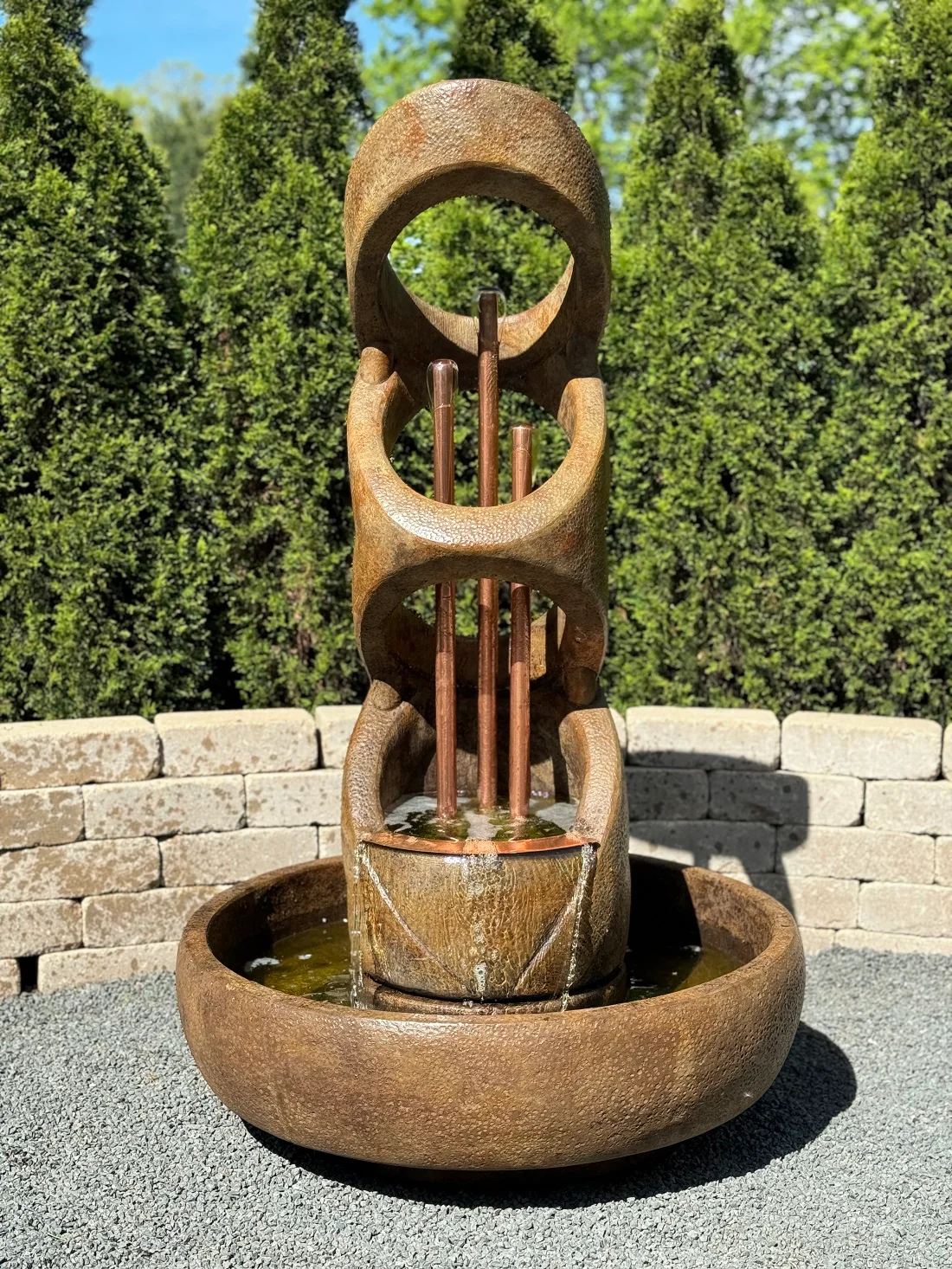 Balancing Rings Fountain Copper Piping 60.5"H