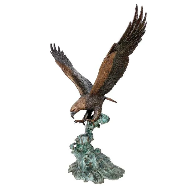 Bald Eagle on Waves Sculpture Bronze Statue