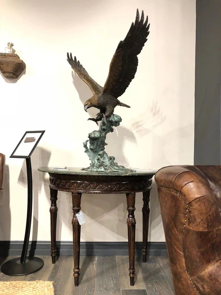 Bald Eagle on Waves Sculpture Bronze Statue - Image 2