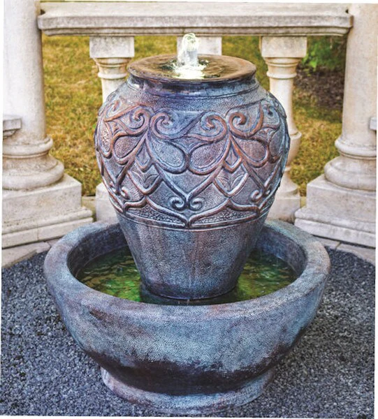 Bali Urn Garden Fountain Cast Stone