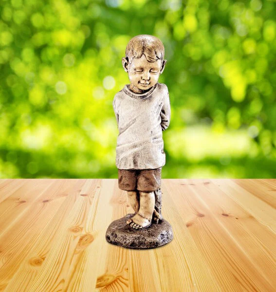 Bashful Boy Garden Statue Cement 24" High