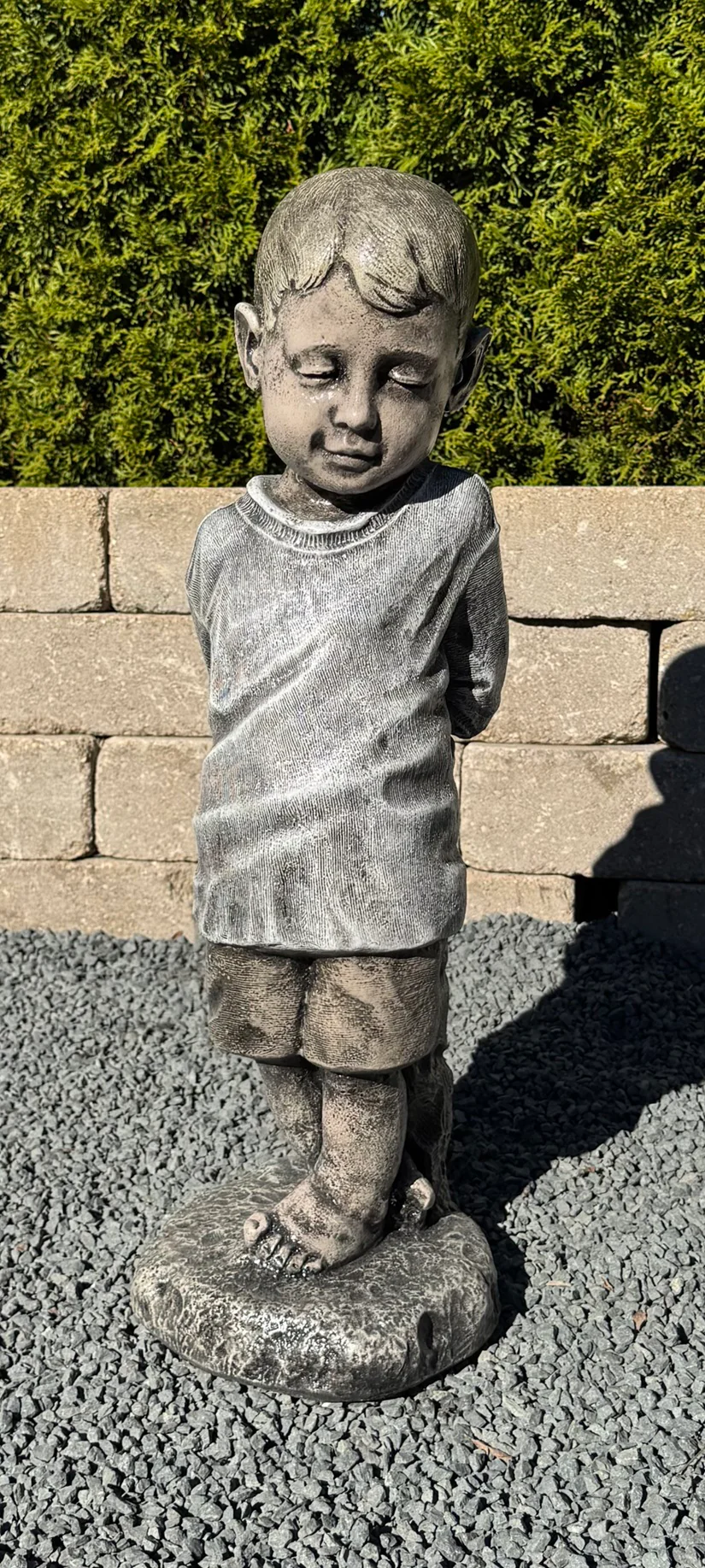 Bashful Boy Garden Statue Cement 24" High - Image 2