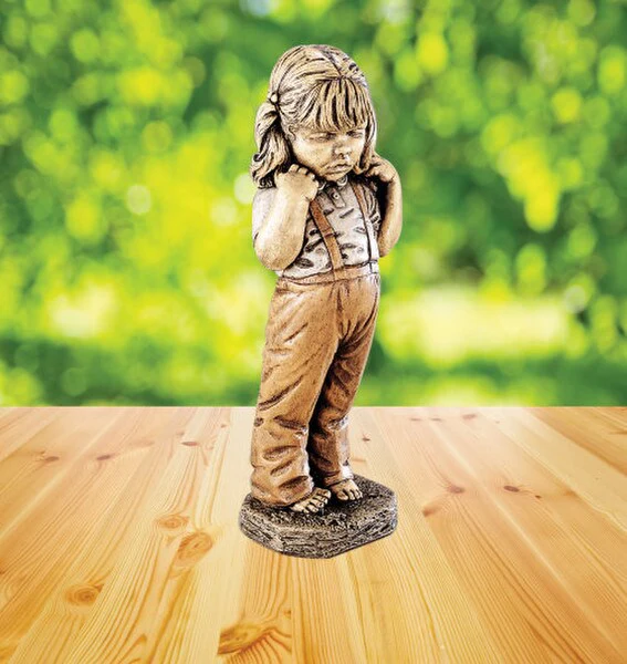 Bashful Girl Garden Statue Cement 24" High