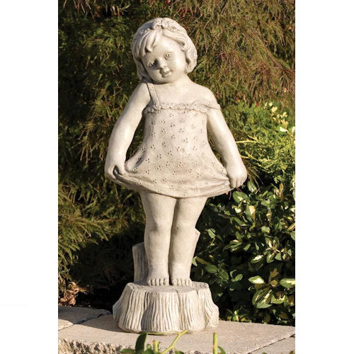 Bashful Girl Garden Statue Cement 22.5" High