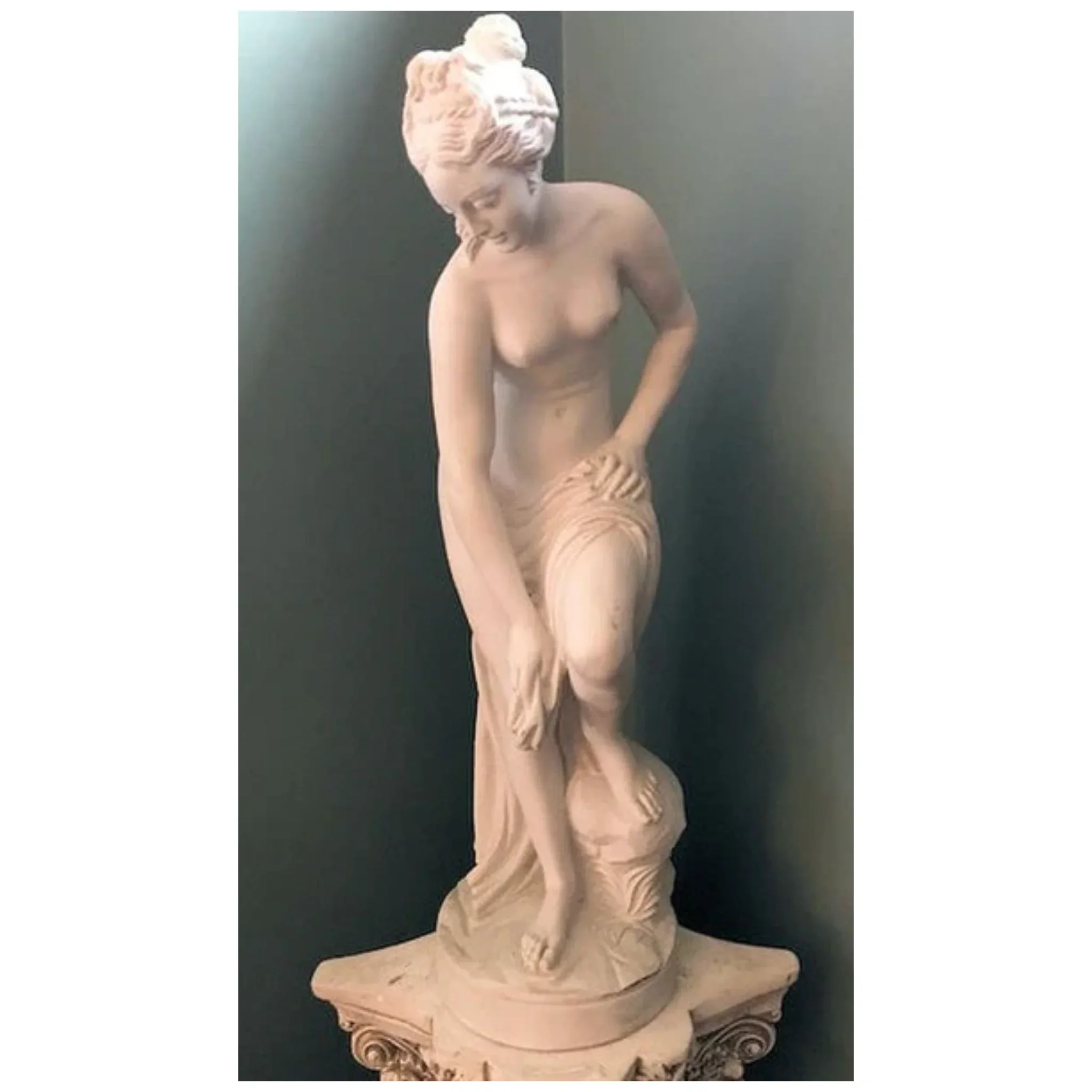 Bather By Allegrain Statue Solid Marble