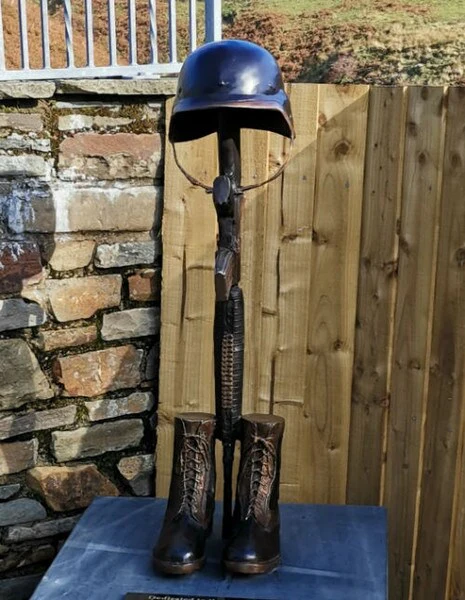 Battle Cross Boots Statue Bronze Custom with No Base