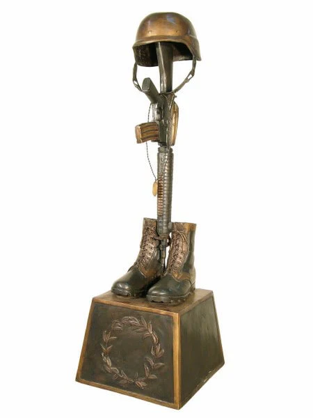 Battle Cross Boots War Memorial Sculpture