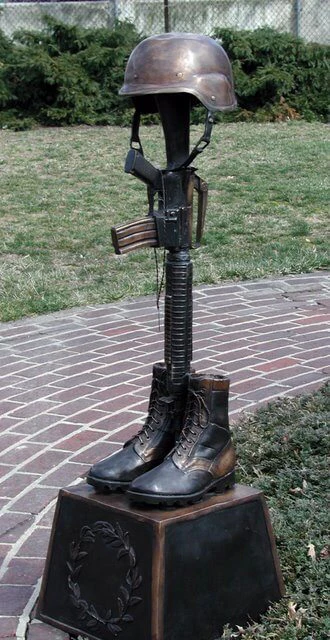 Battle Cross Boots War Memorial Sculpture - Image 4