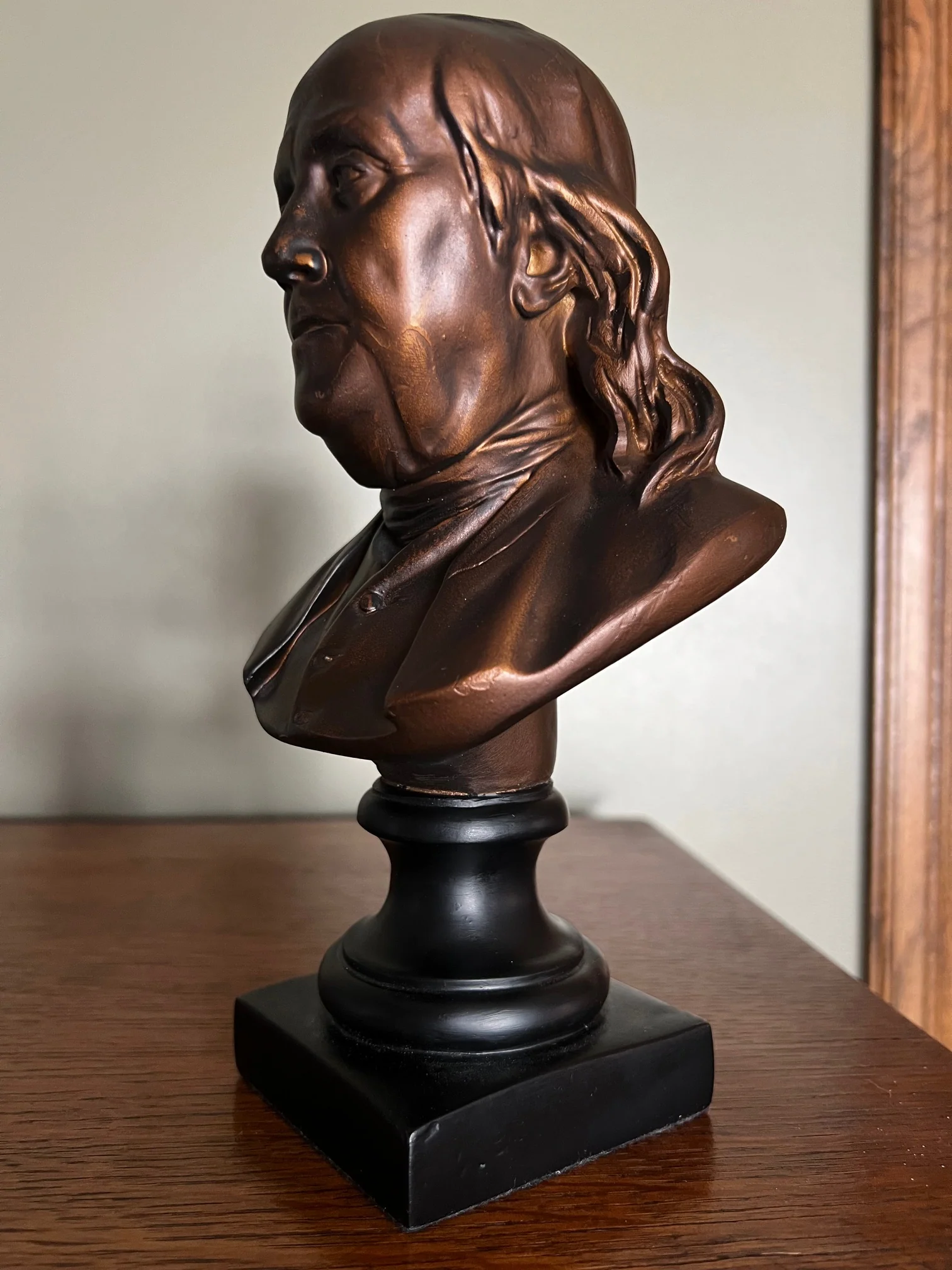 Benjamin Franklin Bust By Houdon 9" Tall Sculpture - Image 3