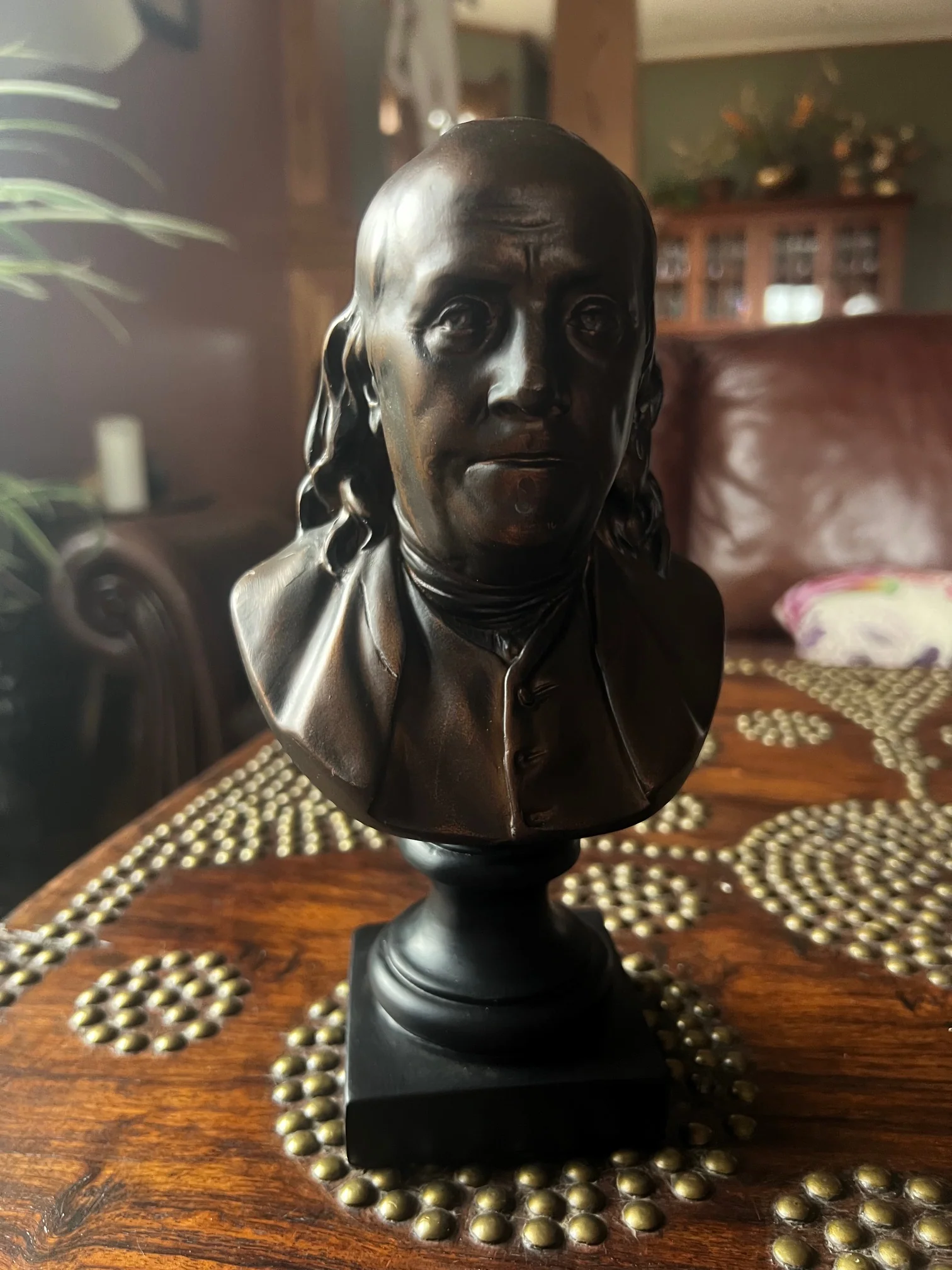 Benjamin Franklin Bust By Houdon 9" Tall Sculpture - Image 6