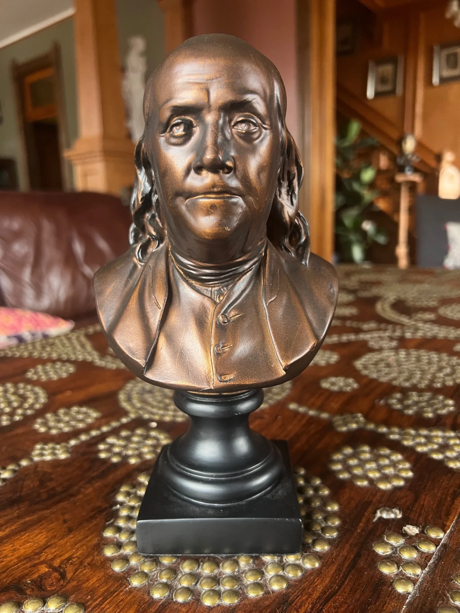Benjamin Franklin Bust By Houdon 9" Tall Sculpture - Image 7