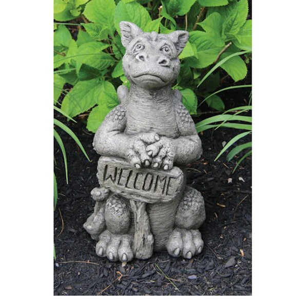 Big Grinsey Garden Welcome Dragon Statue 18.75" H