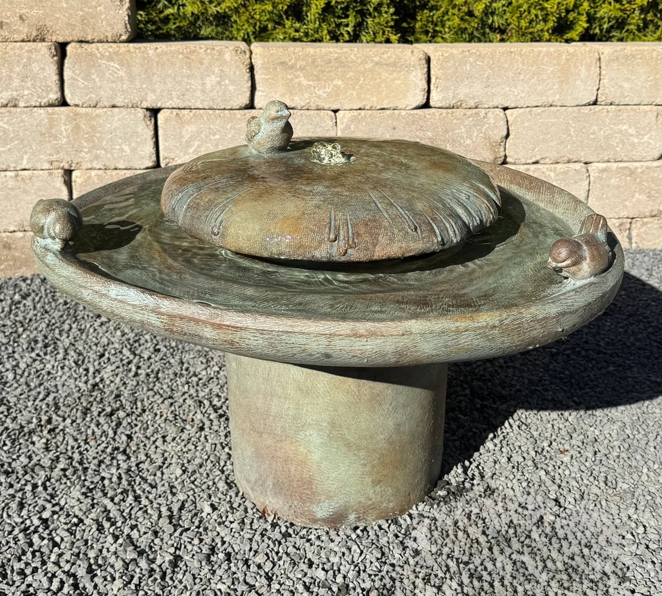 Birds Of A Feather Garden Fountain with Light