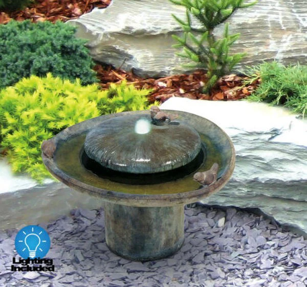 Birds Of A Feather Garden Fountain with Light - Image 2