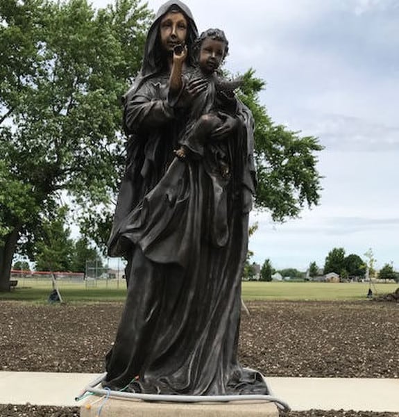 Blessed Mother Mary & Child Bronze Statue 72" High - Image 2