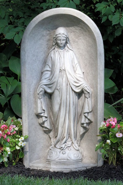 Blessed Mother Mary in Grotto Sculpture