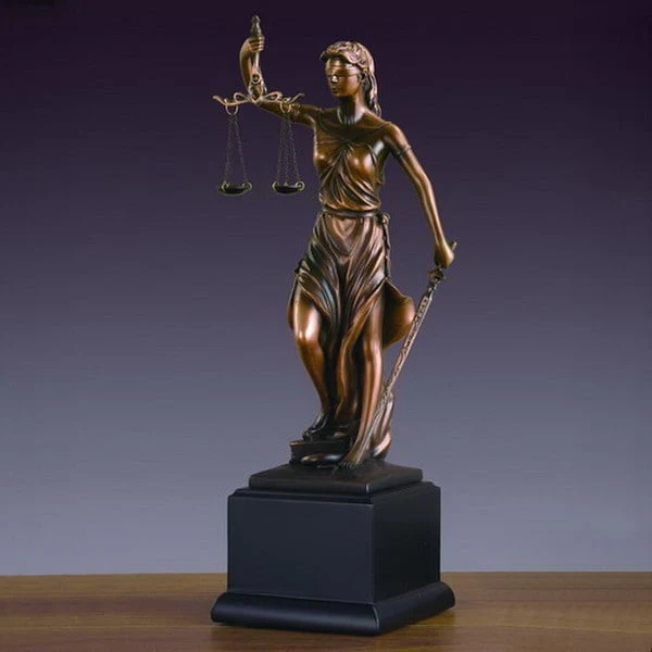 Blind Lady Justice Statue on Black Base 13.5"H