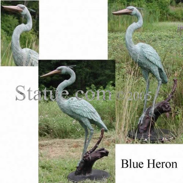 Blue Heron 44" High Bronze Statue