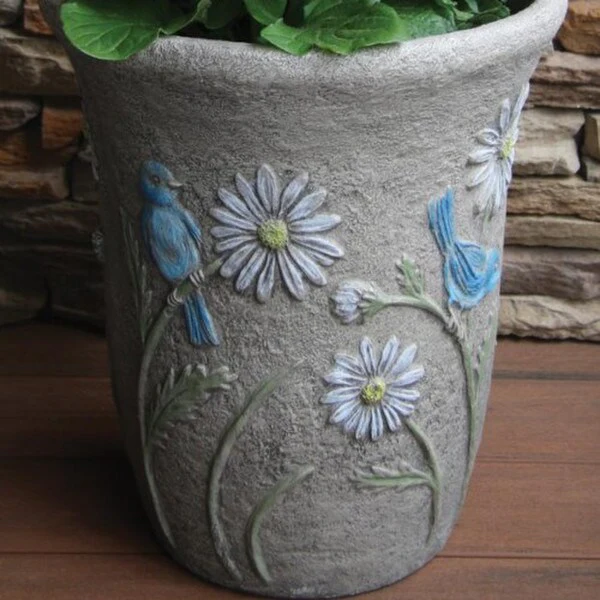 Bluebird Garden Cement Planter - Image 2