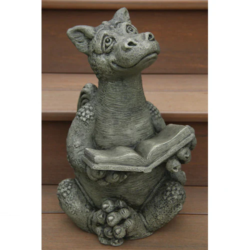 Booksy the Reading Dragon Cement Statue 17" Tall