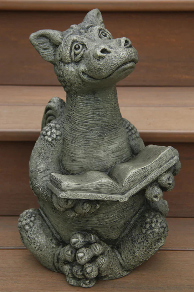 Booksy the Reading Dragon Cement Statue 17" Tall - Image 2