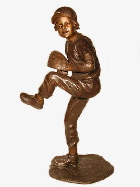Boy Baseball Player Pitcher Bronze Statue