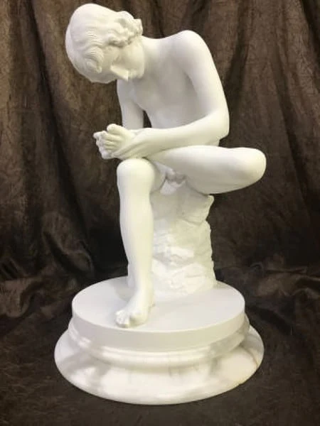 Boy Extracting Thorn Marble Spinario Statue 17.5" H - Image 4