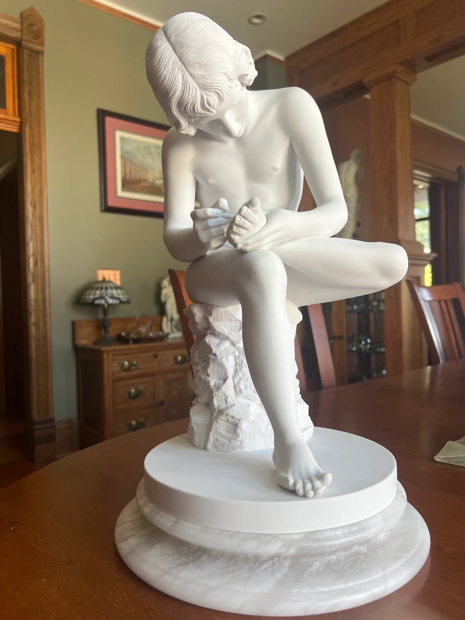 Boy Extracting Thorn Marble Spinario Statue 17.5" H - Image 8