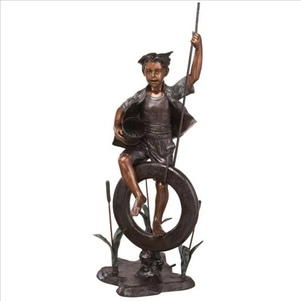 Boy on Tire Swing Bronze Sculpture