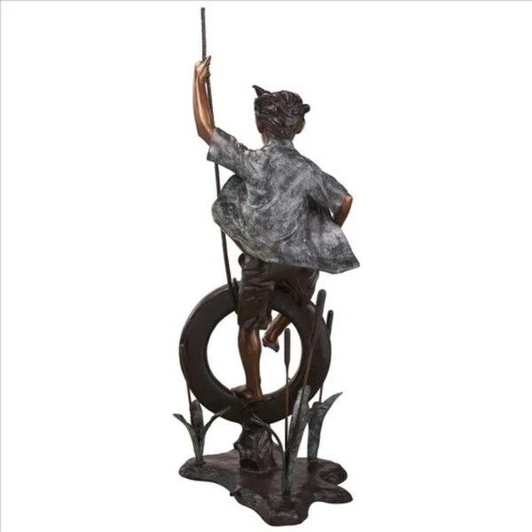 Boy on Tire Swing Bronze Sculpture - Image 3