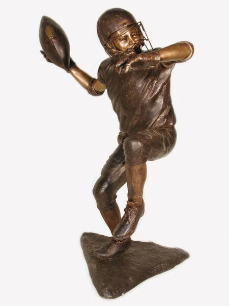 Boy Throwing Football Player Bronze Sculpture