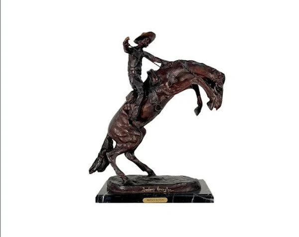 Bronco Buster Remington Cowboy Statue - Image 2