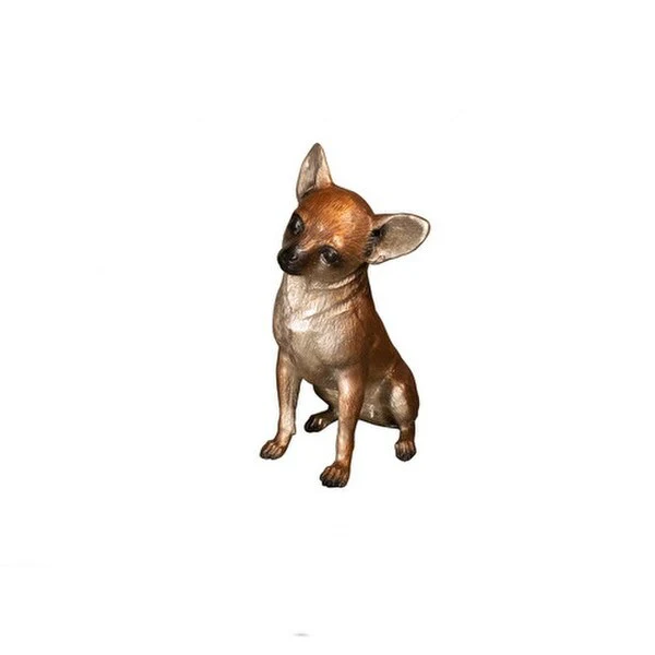 Bronze Chihuahua Sitting Dog Life-Size Statue