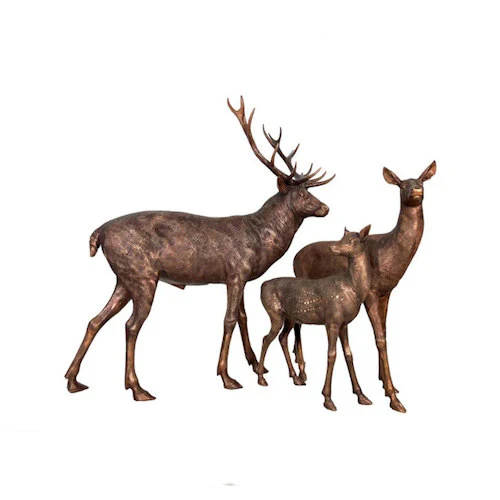 Bronze Deer Family Statues Set Doe Buck Fawn - Image 3