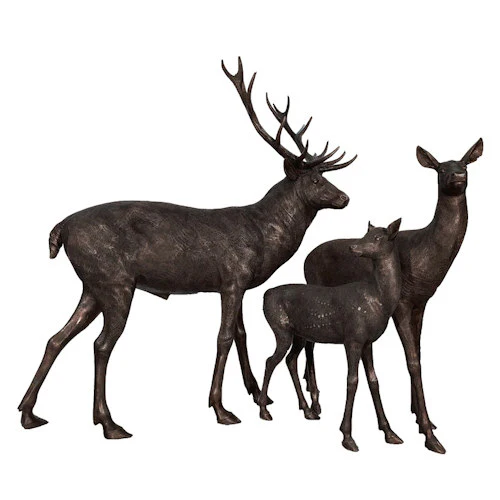 Bronze Deer Family Statues Set Doe Buck Fawn - Image 4
