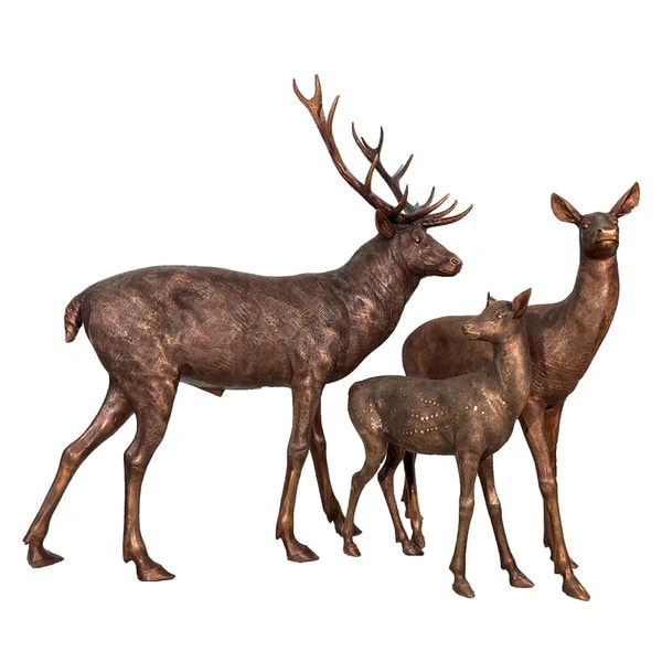 Bronze Deer Family Statues Set Doe Buck Fawn - Image 5