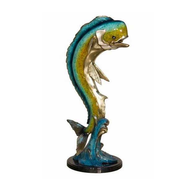 Bronze Dorado Fish or Mahi Mahi Dolphin Sculpture - Image 2
