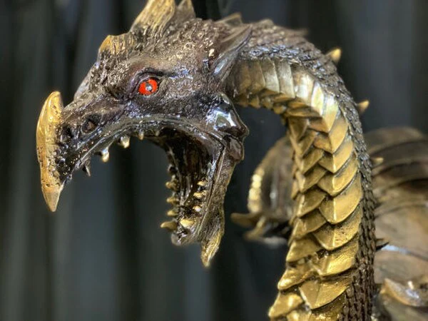 Bronze Dragon Sculpture Smoke 23" High