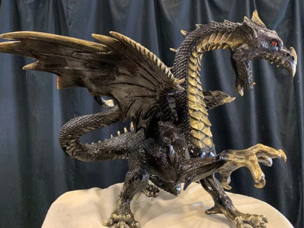 Bronze Dragon Sculpture Smoke 23" High - Image 2