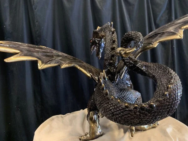 Bronze Dragon Sculpture Smoke 23" High - Image 4
