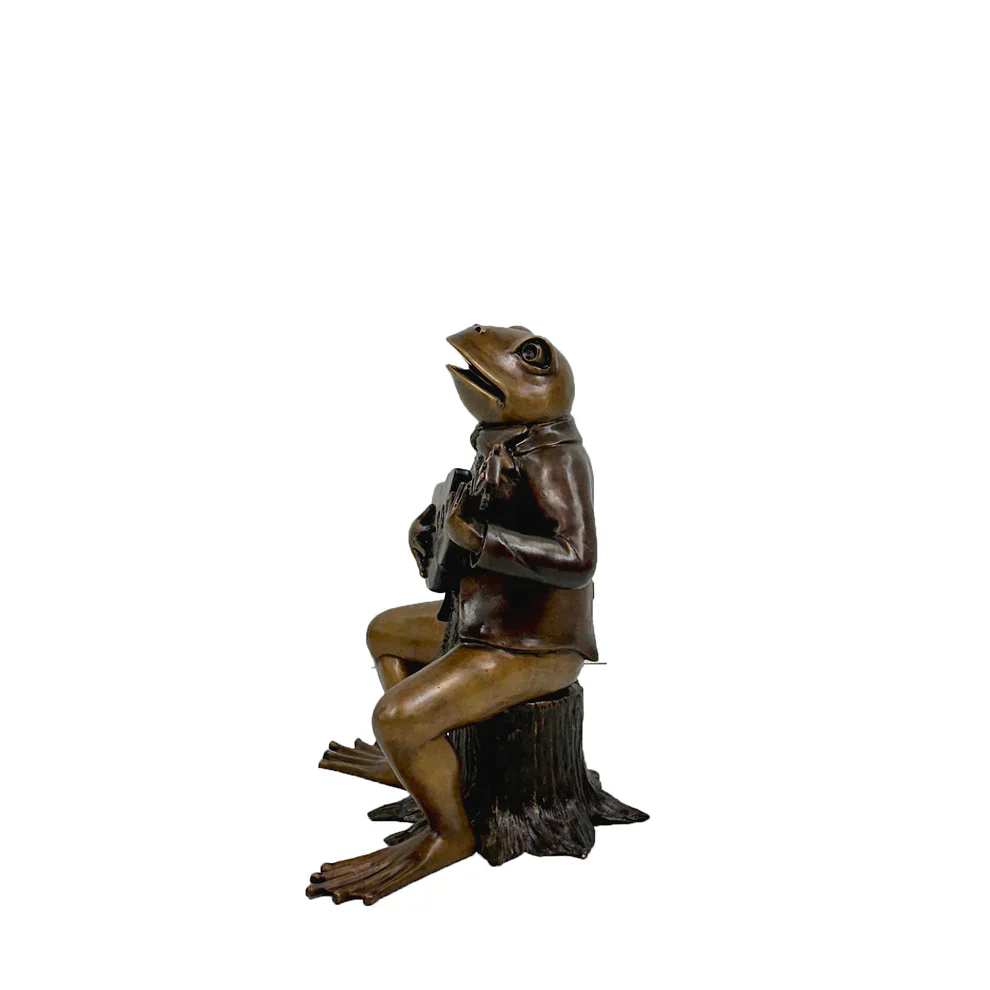 Bronze Frog Playing Guitar Sculpture 21" High - Image 4