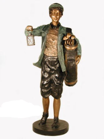 Bronze Golf Caddy with Lantern Large Sculpture - Image 2