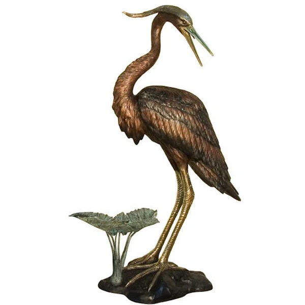 Bronze Heron Water Feature Fountain Sculpture - Image 2