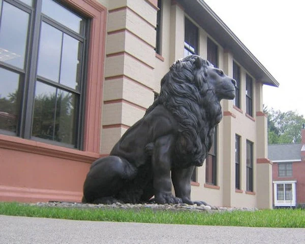 Bronze Lions Pair Sitting Monumental Statues - Image 8