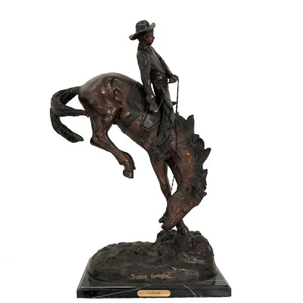 Bronze Remington Outlaw Cowboy Statue