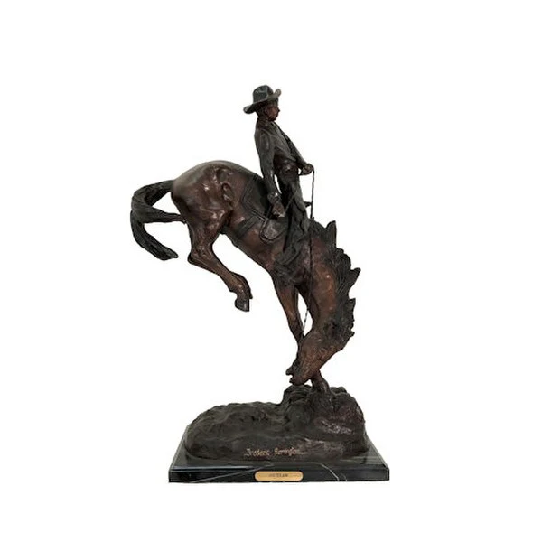 Bronze Remington Outlaw Cowboy Statue - Image 2