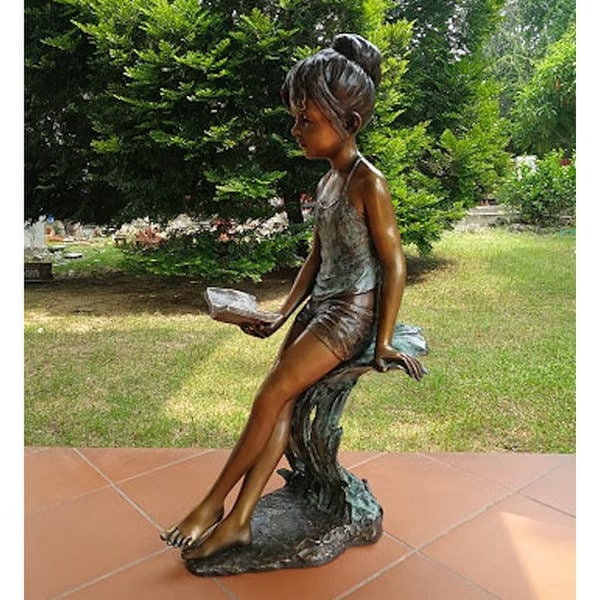 Bronze Sculpture of a Girl Reading Her Book