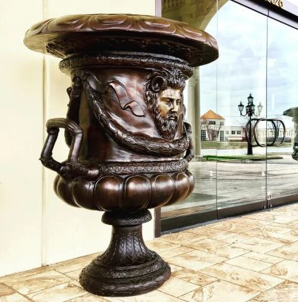 Bronze Sun King Giant Planter Urn 76" Tall