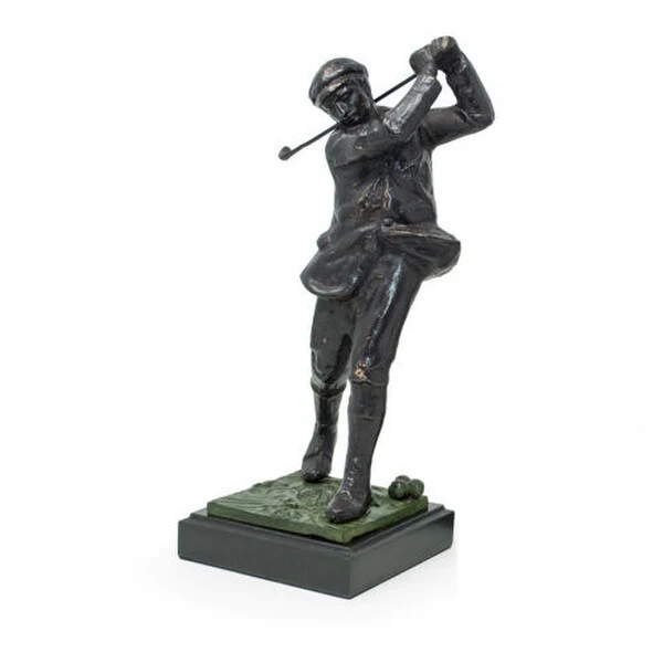 Bronzed Metal Golfer On Marble Base 14" - Image 2